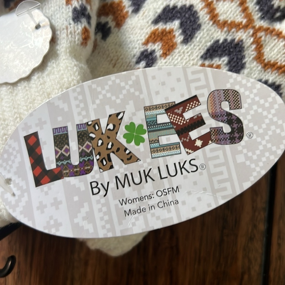 NWT Muk Luks Wool Knit Gloves Fair Isle Touch Screen Compatible - Picture 3 of 6